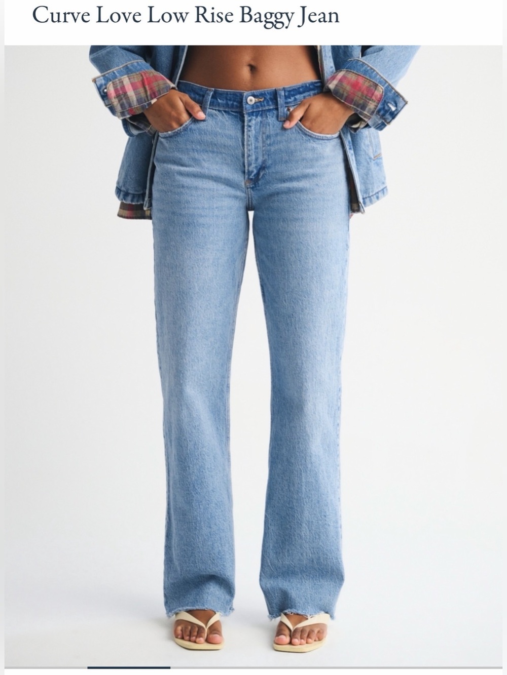 Curve Love Low Rise Baggy Jean - Light Blue